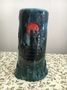 Original Sculpted Blue Dark Grey Castle Candle with Moonlight - Picture 1 of 3