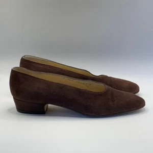 SILVIA FIORENTINA Women's Brown Suede Spiga Round-Toe Block-Heel Pumps SZ 7 - Picture 1 of 16