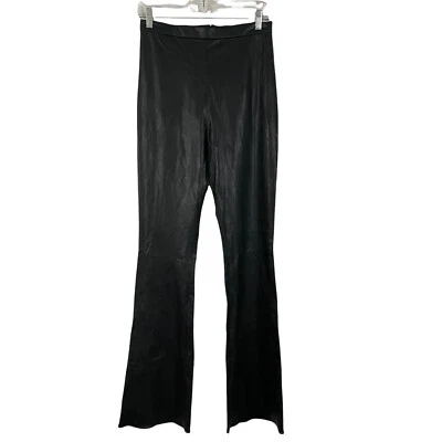 Брюки Amanda Uprichard Tulane искусственная кожа размер средний черные с высокой талией расклешенные - Изображение 1 из 4