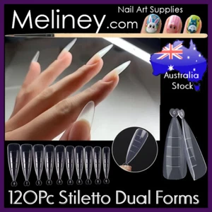 120pc Stiletto Dual Forms Nail Tips Mould POPPITS Poly Gel Building Mold Duo - Bild 1 von 7