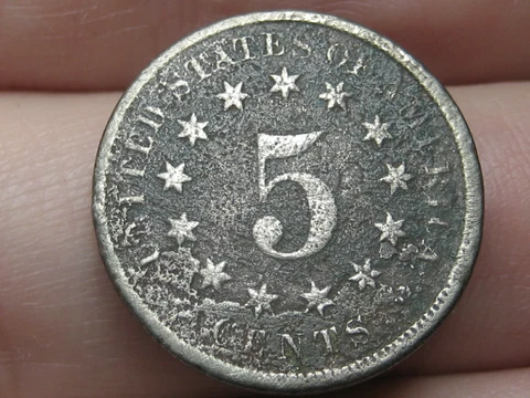 1867-1869 Shield Nickel 5 Cent Piece, No Rays Cover