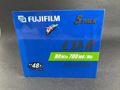 FUJIFILM 80 Min/700MB/Mo CD-R 5 pack - up to 48x write speed - (SEALED)  - Image 1 of 4