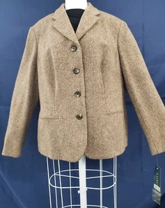 Lauren Ralph Lauren Jacket Blazer Houndstooth Plaid Size 14W NWT  Renwick Brown - Picture 1 of 9