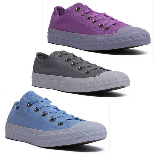 Converse All Star Ox Scarpe Da Donna In Tela Bassa Blu O Grigio Taglia UK 3 8