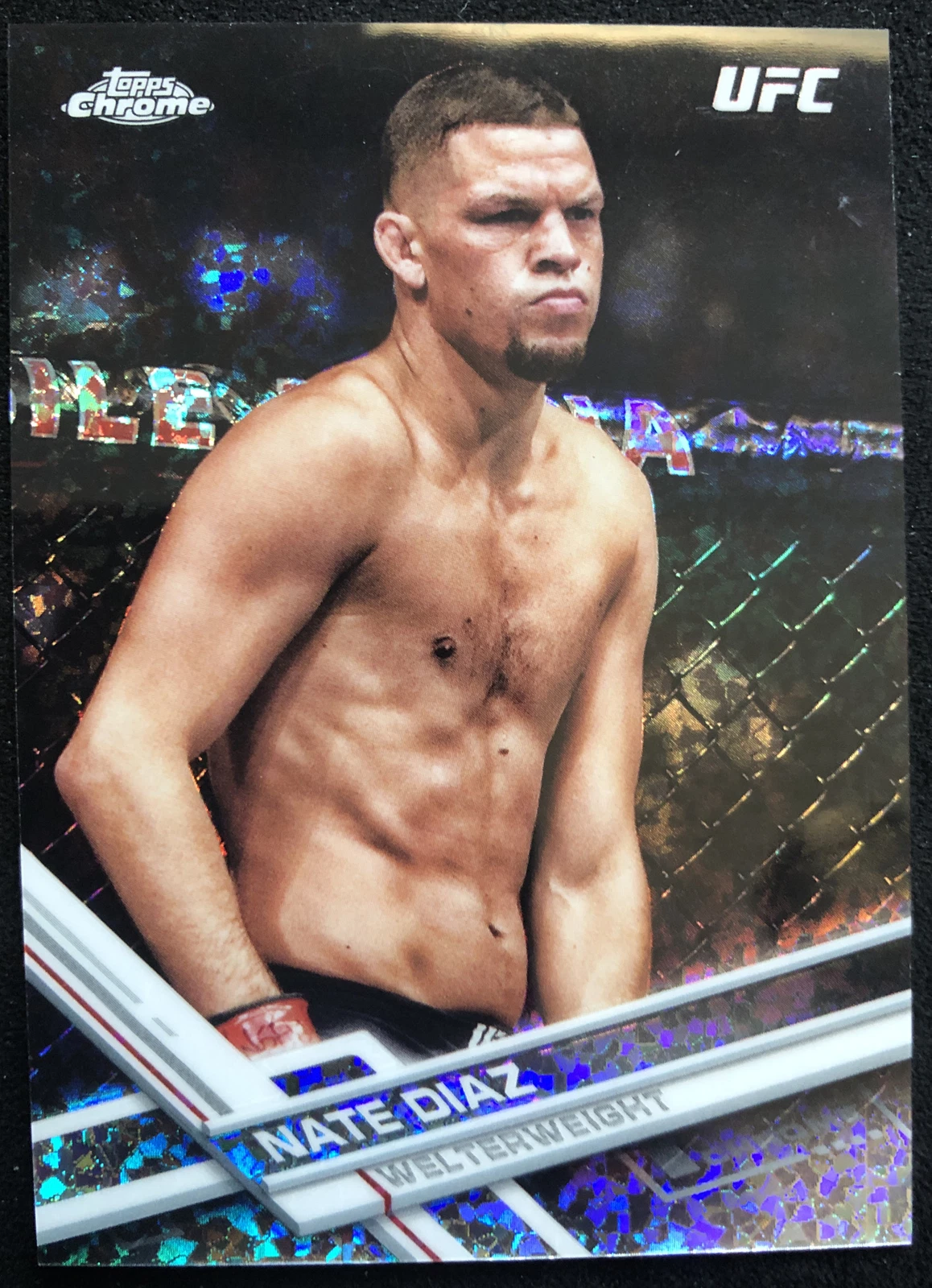 D586 NATE DIAZ 2017 TOPPS CHROME DIAMOND REFRACTOR #55 UFC RARE