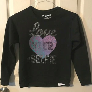 Girl's Hanes - Talla L - Mangas Largas 'Love your Selfie' Sudadera Negra Prenda para el torso - SL - Imagen 1 de 3