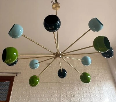Modern Green Sputnik Chandelier 12‑Arm – Italian Mid‑Century Pendant Light - Image 1 of 4