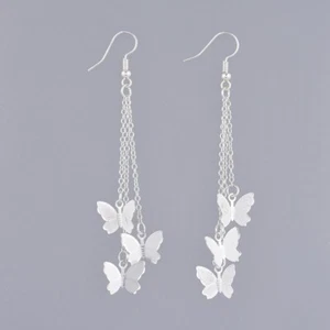 30Pairs Butterfly Filigree Pendants Dangle Earrings with Brass Cable Chains 84mm - Picture 1 of 2
