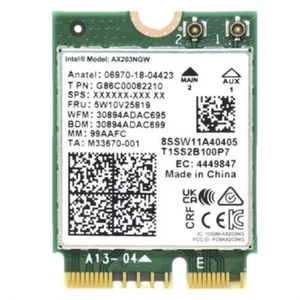 Lenovo 5W10V25819 Intel AX203NGW WiFi6 Wireless Card NGFF M.2 BT5.0 Bluetooth - Picture 1 of 2