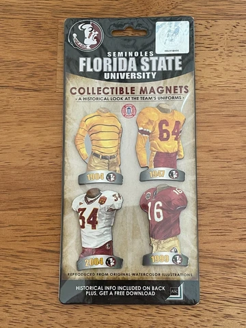 Florida State University Seminoles Uniform Magnet Set 4 Pack NCAA Jersey Shirt Cover