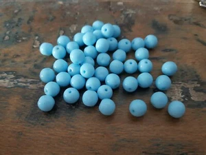 ♥Nr. E47-Zauberhafte alte Glasperlen blau glänzend 50 Stück 6 mm ♥ - Picture 1 of 1