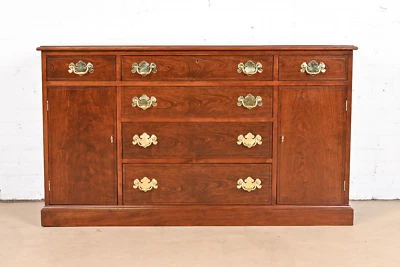 Henkel Harris Georgian Cherry Wood Sideboard or Bar Cabinet, Newly Refinished - Image 1 of 4