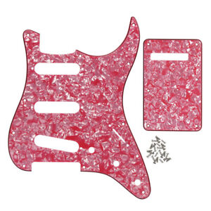 Set Strat Guitar Pickguard SSS 11 Holes & Back Plate Tremolo Cover - 45 Colors