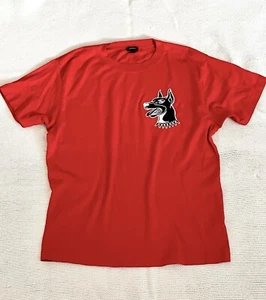 DIESEL Men ONLY THE BRAVE Doberman Embroidered T-shirt Red Size L - Picture 1 of 11