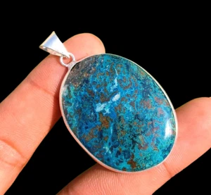 Antique Apatite Gemstone Handmade 925 Sterling Silver Jewelry Pendant 2.13" Gift - Picture 1 of 1