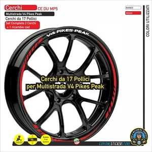 Strisce Adesivi cerchi Ducati Multistrada V4 Pikes Peak Bianco Rosso CE DU MP5 - Picture 1 of 1