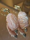 Sardonyx Agate Carved Beads! Vtg Pierced Earrings! 28 X 17 Mm! Sunset Colors!