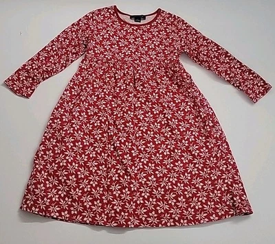 Lands' End Red Floral Christmas Play Dress Girls Size 4 Comfortable  w/ Pockets - Image 1 of 4