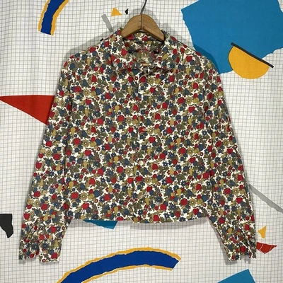 Camisa Vintage Años 40 Estampado Fruta Algodón Abotonada Novedad Años 50 Saco de Alimentación Floral Recorte Foto 1 de 4