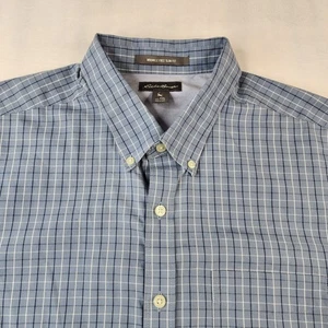 Camicia Eddie Bauer XLT ALTA blu a quadri antirughe slim fit abbottonata cotone - Foto 1 di 9