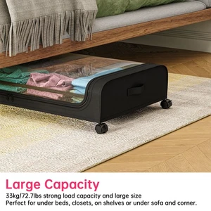 Under Bed Storage Bin With Lids Wheels Clear Visible Dustproof 6V8Q - Picture 1 of 9