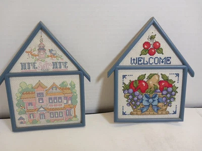 2x Vintage Bucilla Counted Cottages Cross Stitch Designs  - Image 1 of 4