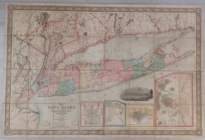 Antiguo Mapa Original Nueva York Brooklyn Long Island Ct Colton & Smith 1852 SIN RSV Foto 1 de 4