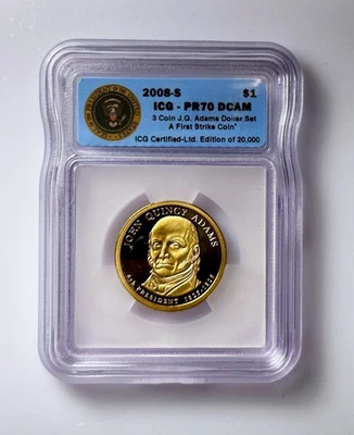 ICG John Quincy Adams Commemorative Coin Set PR70 DCAM 2008-S $1 - Image 1 of 2