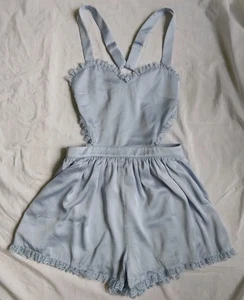 Sugar Thrillz Blue Heart Coquette Romper Women's Size Medium - Picture 1 of 10