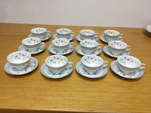 Vtg. 1950s Noritake Floral Pattern #N2353 Footed Cups & Saucers (12 Sets) - Picture 1 of 7