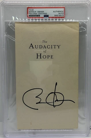 Barack Obama Signed Cut Autograph From Audacity Of Hope EARLY SIGNATURE PSA Cert Cover