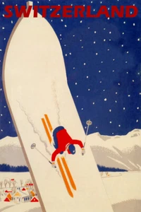 Switzerland Skiing Snowboarding Ski Winter Sport Vintage Poster Repro FREE S/H - Picture 1 of 1
