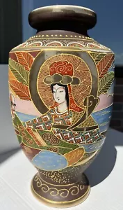 Japanese Satsuma Porcelain Hand Painted w/Gold Gilt Vase 12” GUC - Picture 1 of 24