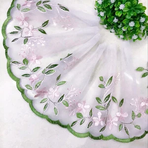 2 yardas Borde de Encaje Cinta Bordado Boda Aplique Flor Costura Bordado Hágalo usted mismo - Imagen 1 de 6
