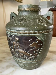 Art Nouveau Wilhelm Schiller & Sons marked WS&S Antique Green Bronze Majolica - Picture 1 of 12