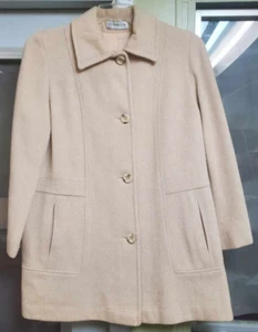 Herman Kay - Women's Cream Wool Overcoat, Button Front - Size 36 US - Dry Clean - Picture 1 of 12