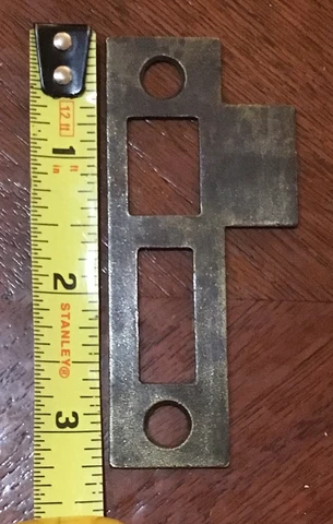 (1) One 3 1/2” Vtg Mortise Lock Striker Strike Plate Keep Keeper Part Cleaned Cover