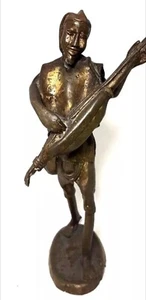 Antique hand made Sculpture Copper Man Statue Antique Music Instrument 2150 gm - Picture 1 of 10