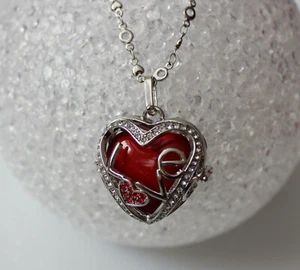 Chiama Angeli Strass Cuore Richiamo Degli Rosso Rimorchio & Catena 80 CM - Foto 1 di 8