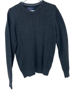 Saddlebred Pullover Sweater Mens Size Medium Gray Knit V-Neck Long Sleeve - Picture 1 of 10