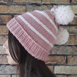 Kids Slouchy Beanie Hand Knitted Toddler Bobble Hats Crochet Baby Pom Pom Hat - Picture 1 of 9