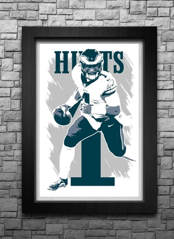 JALEN HURTS art print/poster PHILADELPHIA EAGLES FREE S&H! JERSEY Cover