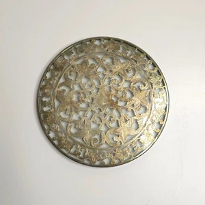 Bandeja posavasos vintage Webster Nouveau de plata esterlina superpuesta vidrio remache de té 6" - Imagen 1 de 4