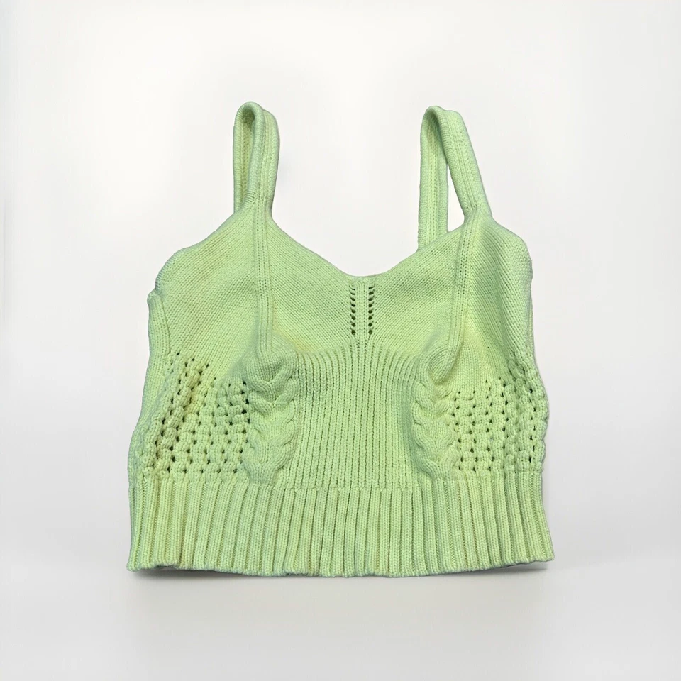 Regata Y2K LUSH verde limão algodão crochê sem mangas em excelente estado usado | Feminina P - Imagem 1 de 4