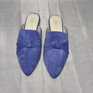 MUSSHOE Women's Slip On Pointed Toe Comfort Flats Mules Blue Size 6.5M NEW - Picture 1 of 7