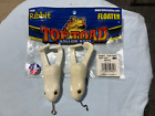 Lot of (2) RIBBIT TOP TOAD Hollow Body Floater White Frogs with Hooks, New