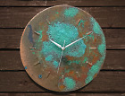 Farmhouse Art Deco Turquoise Patina Copper Wall Clock for Rustic Wall Decor