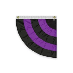 5 Stripe Black & Purple Funeral Memorial Mourning Half Fan Bunting Left Side - Picture 1 of 1