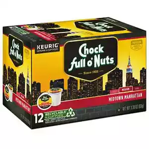 Chock Full O' Nuts Midtown Manhattan Kaffee 12 bis 144 K Tassen Beliebige Menge auswählen - Bild 1 von 3