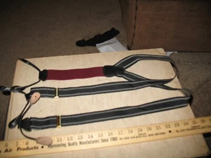 BLACK & SILVER/GREY SUSPENDERS PELICAN USA GOOD USED CONDITION - Picture 1 of 9